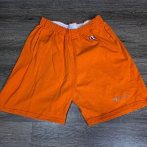 Champion Large Jersey Shorts Mens Orange Excellent Vintage 90s Made in USA 7in